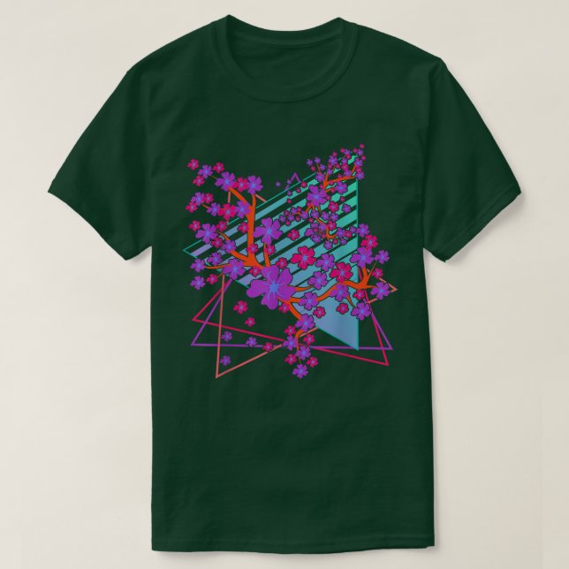 Camiseta Japão Sakura Flor Vaporwave 80s Cereja Retro Art (Frente do Design)