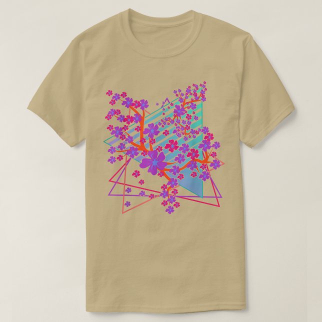 Camiseta Japão Sakura Flor Vaporwave 80s Cereja Retro Art (Frente do Design)
