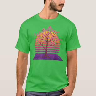 Camiseta Japão Sakura Retro 80s Art Vaporwave Sunset Cherry