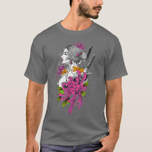 Camiseta Japão Samurai Geisha Sakura Blossom Cherry Cena