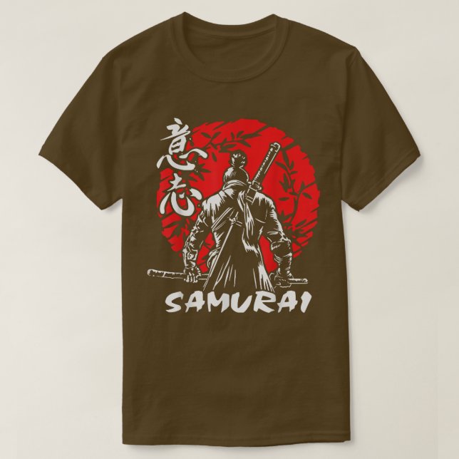 Camiseta Japão Samurai Katana Red Sun Tee Gift Tee (Frente do Design)
