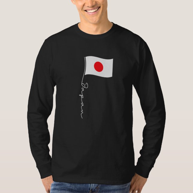Camiseta Japão Signature Flag Pole Elegant Patriotic Japane (Frente)