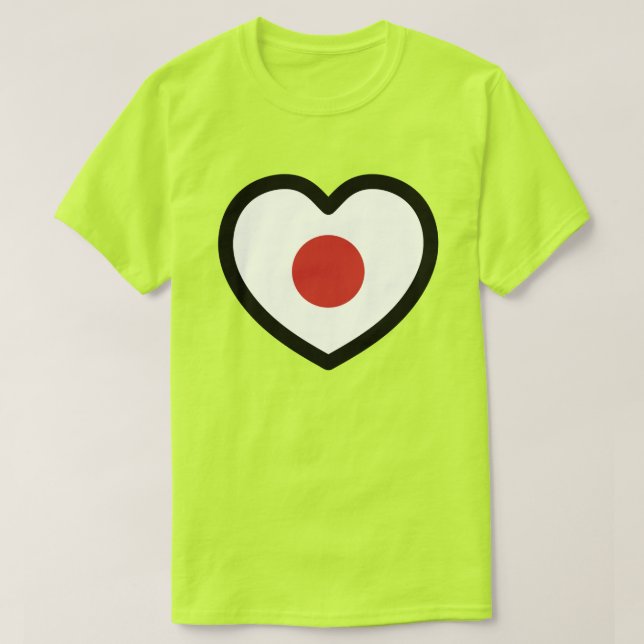 Camiseta Japão | Sinalizador Japonês Heart (Frente do Design)
