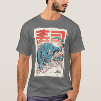 Camiseta Japão Sushi Dinosaur Triceratops Comida japonesa A
