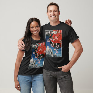 Camiseta Japão Tóquio Vintage Cartaz de Viagem Japonês