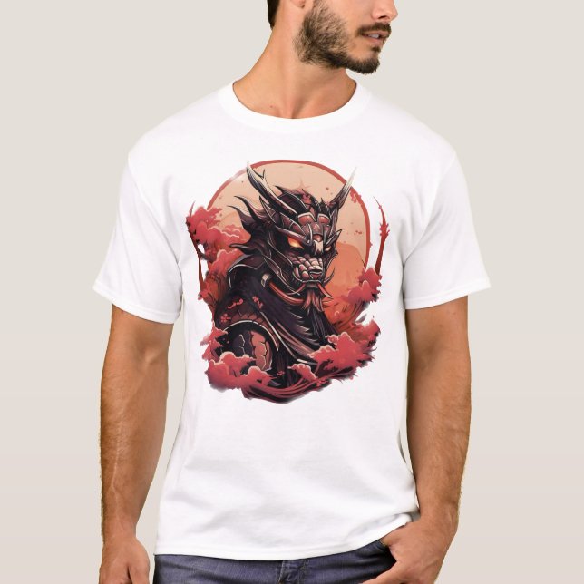 Camiseta japeso oni demons guerreiro samurai dragon (Frente)