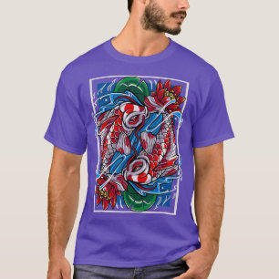 Camiseta Japonês Art Koi Fish Lotus Graphic Japão