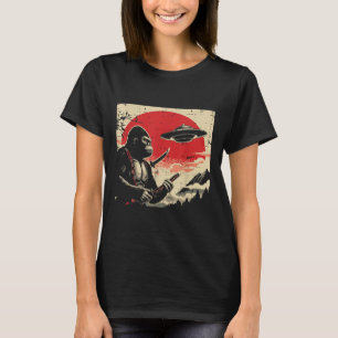 Camiseta Japonês Bigfoot Samurai Ufo Vintage Sasquatch Men