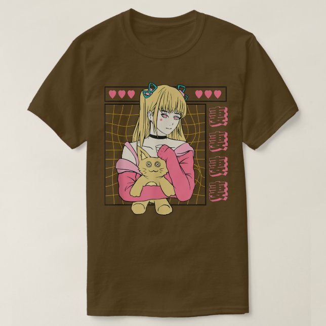 Camiseta Japonês Cat Girl Anime Caracter japonês (Frente do Design)