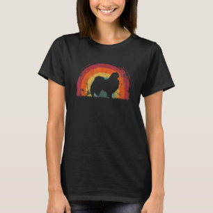 Camiseta Japonês Chin Vintage Rainbow Dog Men Mulheres