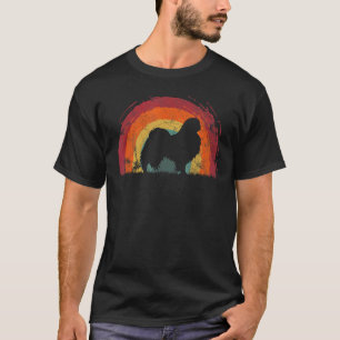 Camiseta Japonês Chin Vintage Rainbow Dog Men Mulheres