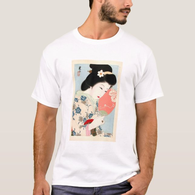 Camiseta Japonês Clássico Geisha Lady Art (Frente)
