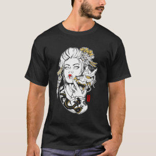 Camiseta Japonês Geisha Com Oni