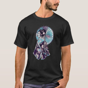 Camiseta JAPONÊS GEISHA PARASOL bonito Tattoo samurai