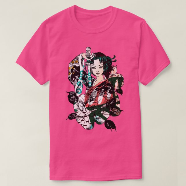Camiseta Japonês Geisha Sword Samurai Warrior 1 (Frente do Design)