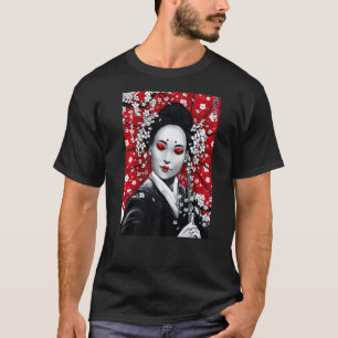 Camiseta Japonês Geisha Umbrella Ink Wash Painting Souveni