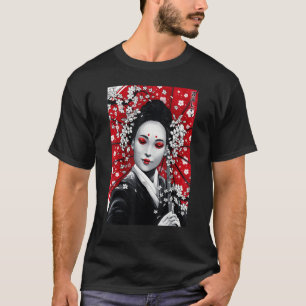 Camiseta Japonês Geisha Umbrella Ink Wash Painting Souveni