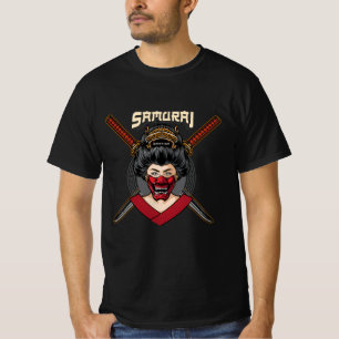 Camiseta Japonês Hannya Mask Geisha Samurai T-Shirt