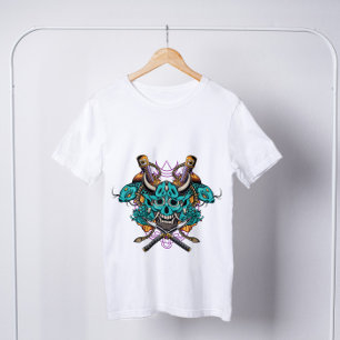 Camiseta Japonês Hannya Mask Swords Koi Fish