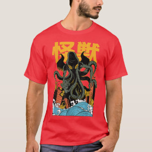 Camiseta Japonês Kaiju Monster Chutulu Octopus Manga