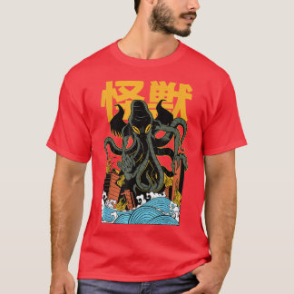 Camiseta Japonês Kaiju Monster Chutulu Octopus Manga