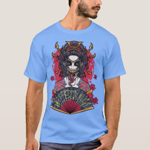 Camiseta Japonês Kawaii Geisha Garota Japonesa em Kimono