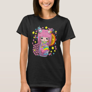 Camiseta Japonês Kimono Kokeshi Doll