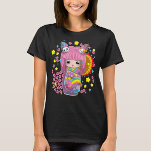 Camiseta Japonês Kimono Kokeshi Doll