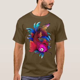 Camiseta Japonês Koi Carp Nadando Joias Nishikigoi Japão