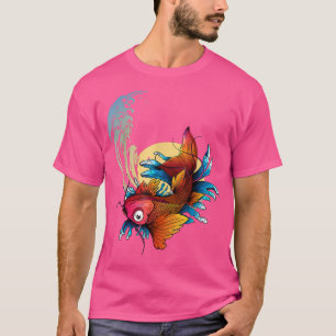 Camiseta Japonês Koi Carp Sakura Torna Japão Lua Japonesa