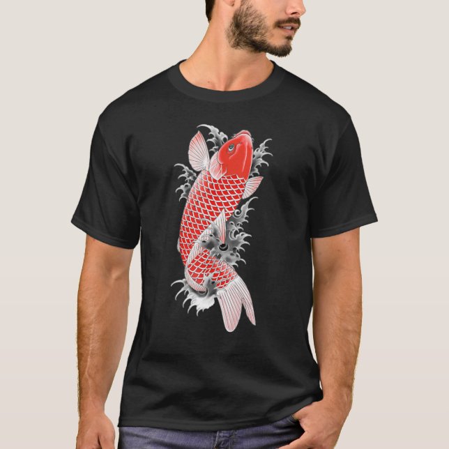 Camiseta Japonês Koi Fish Cherry Blossom 87 (Frente)