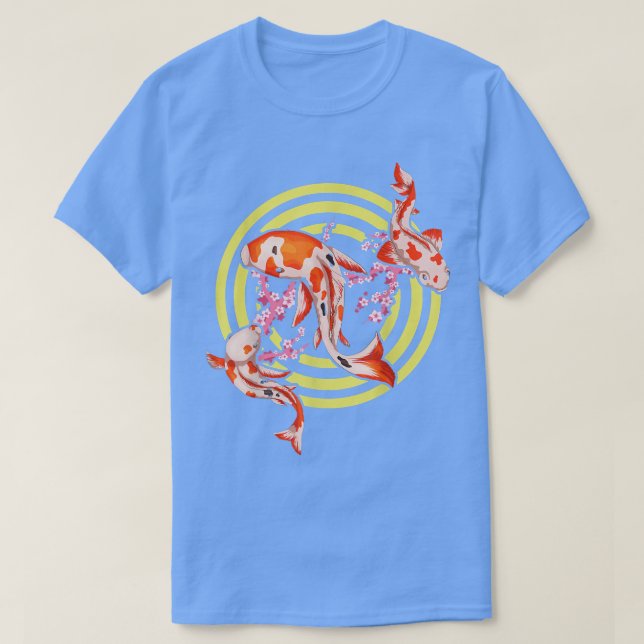 Camiseta Japonês Koi Fish Chersom Blossom Sakura Nishikigoi (Frente do Design)