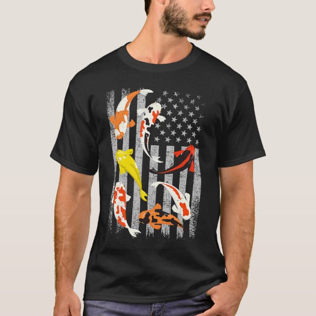 Camiseta Japonês Koi Fish Japão Koi Carp Koi Pond American (Frente)