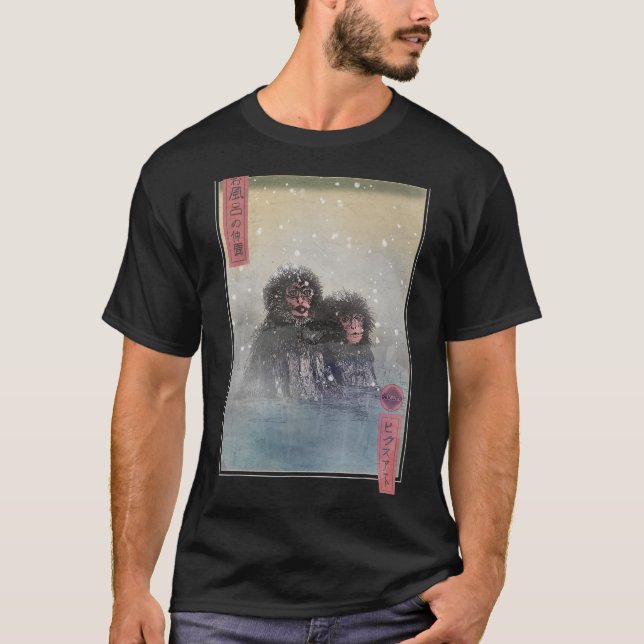 Camiseta Japonês Makake Snow Monkey Japonês Makak Ukiyoe (Frente)