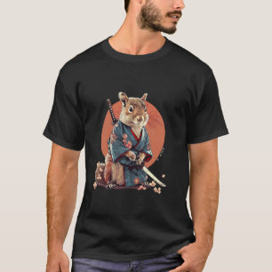 Camiseta Japonês Ninja Squirrel Japonês Guerreiro Samurai S