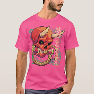 Camiseta Japonês Oni Skull Demon Skeleton Art Dark Aesthet