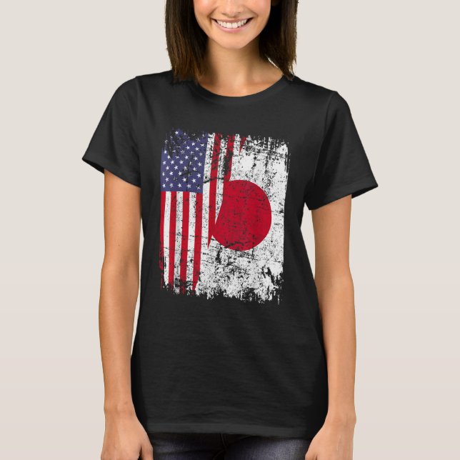 Camiseta JAPONÊS ROOTS Half American Flag JAPAN (Frente)