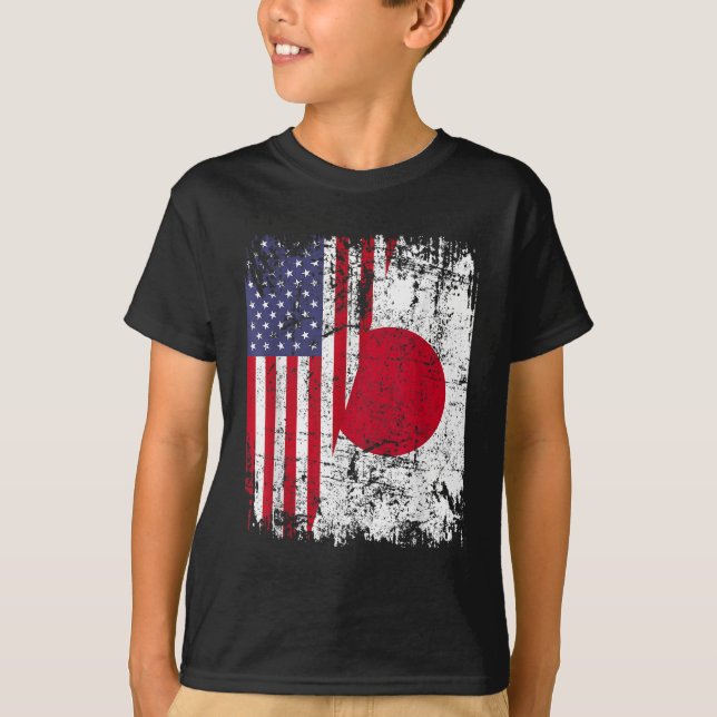 Camiseta JAPONÊS ROOTS Half American Flag JAPAN (Frente)