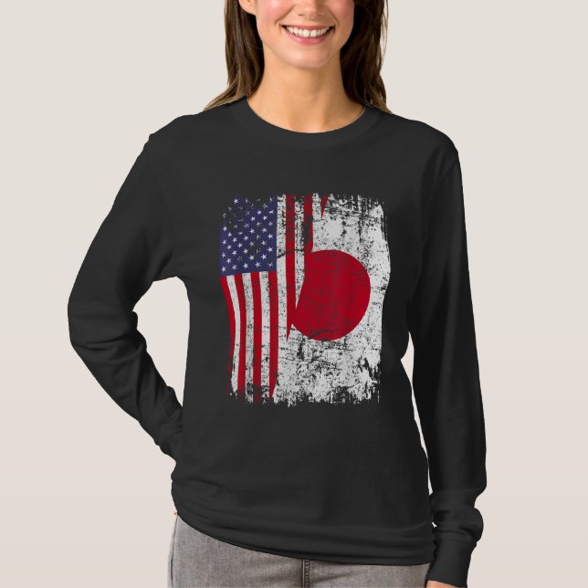 Camiseta JAPONÊS ROOTS Half American Flag JAPAN (Frente)