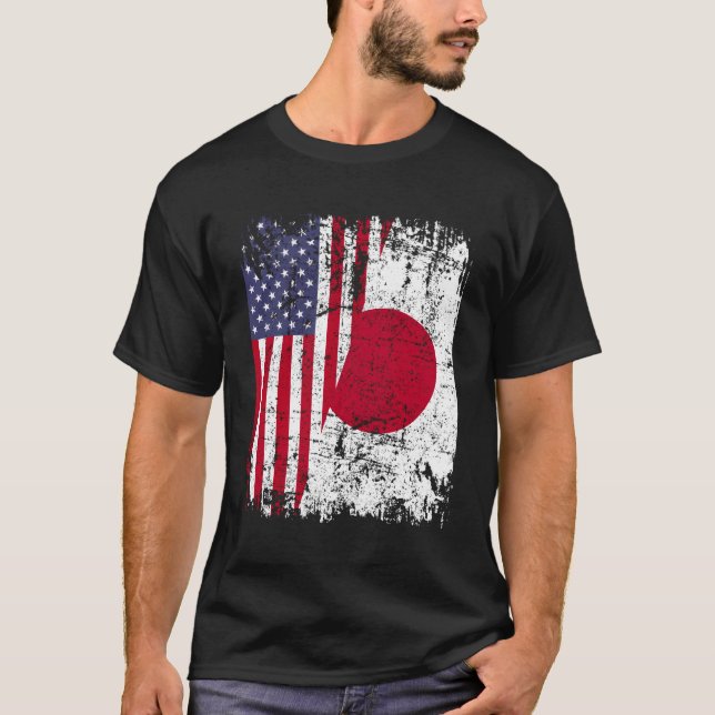 Camiseta Japonês Roots Half American Flag Japão (Frente)