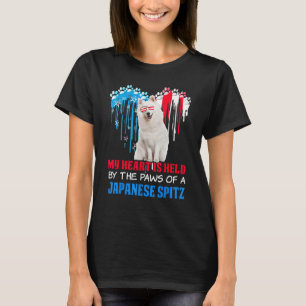 Camiseta Japonês Spitz Dog Heart em 4 de julho Dog USA Flag