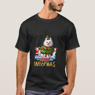 Camiseta Japonês Spitz Feliz Árvore de Natal Cão X M