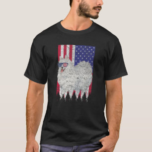 Camiseta Japonês Spitz Patriotic Dog USA Orgulho Americano