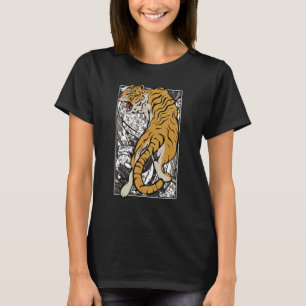 Camiseta Japonês Tiger Samurai Warrior Animal Fighting Asi