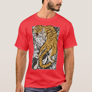 Camiseta Japonês Tiger Samurai Warrior Animal Fighting Asi