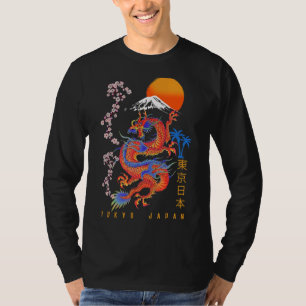 Camiseta Japonês Tokyo Dragon Asian Retro 80u2019s Estilo 1