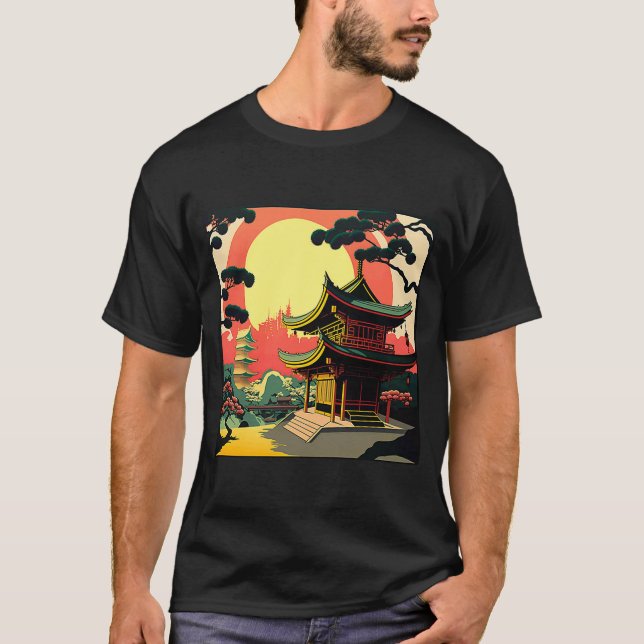 Camiseta Japonês Tóquio Asiático inspirado no estilo retrô  (Frente)