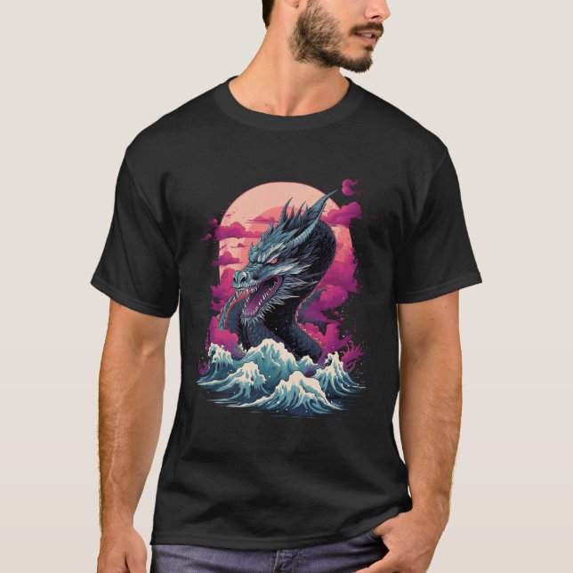 Camiseta Japonês Vaporwave Tokyo Dragon Asian Retro 80Â€™S (Frente)