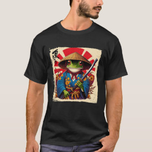 Camiseta Japonês Woodblock Art Samurai Sapo Japonês Kanji