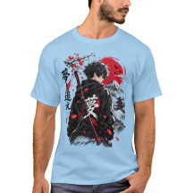Camiseta Japonesa Estilo Samurai Anime – Vermelha